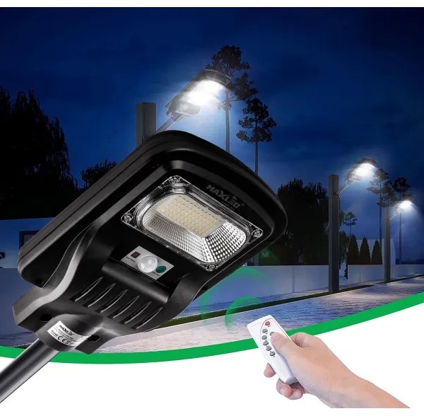 Lampada stradale solare LED con sensore LED/60W/6V 6500K IP65 + telecomando