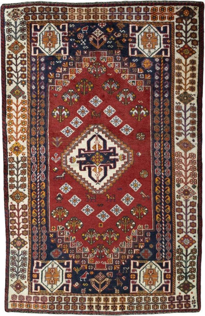 Shiraz Tappeto persiano 190x130 Rosso (Iran) Annodato A Mano