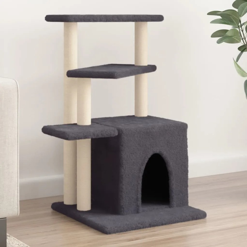 Albero per gatti con tiragraffi in sisal grigio scuro 83,5 cm