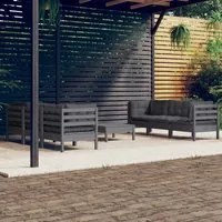 Set Divani da Giardino 7 pz con Cuscini Antracite Legno di Pino cod mxl 42624