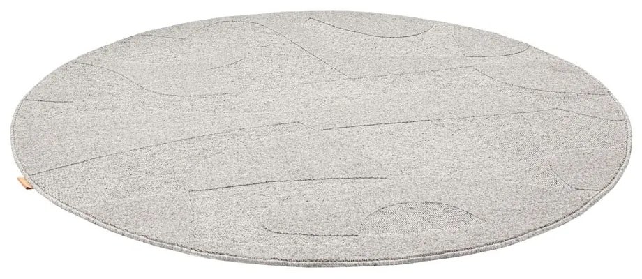 Tappeto rotondo in lana grigio chiaro ø 120 cm Morphic Botanica - Agnella