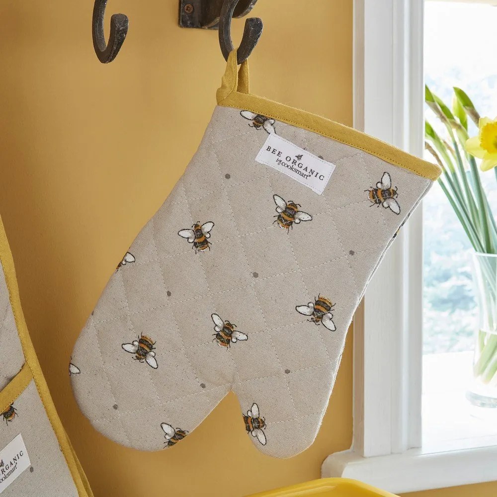 Guanti da cucina in cotone beige e giallo Bumble Bees - Cooksmart ®