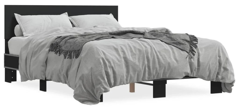 Giroletto Nero 140x200 Cm İn Legno Multistrato E Metallo /