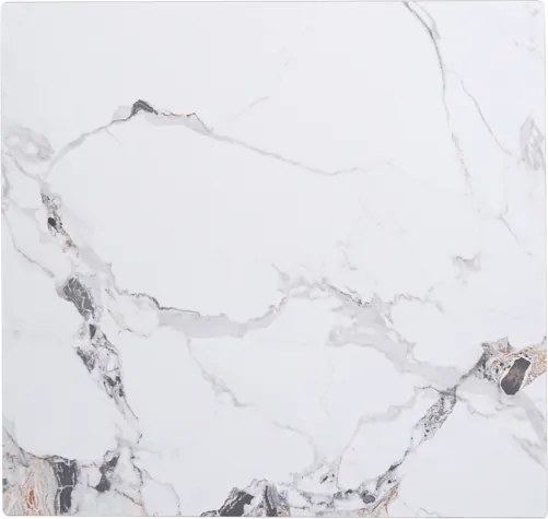 Tavolo ristorante bar top per esterno 80x80 cm effetto Marmo venato e base argento H 75