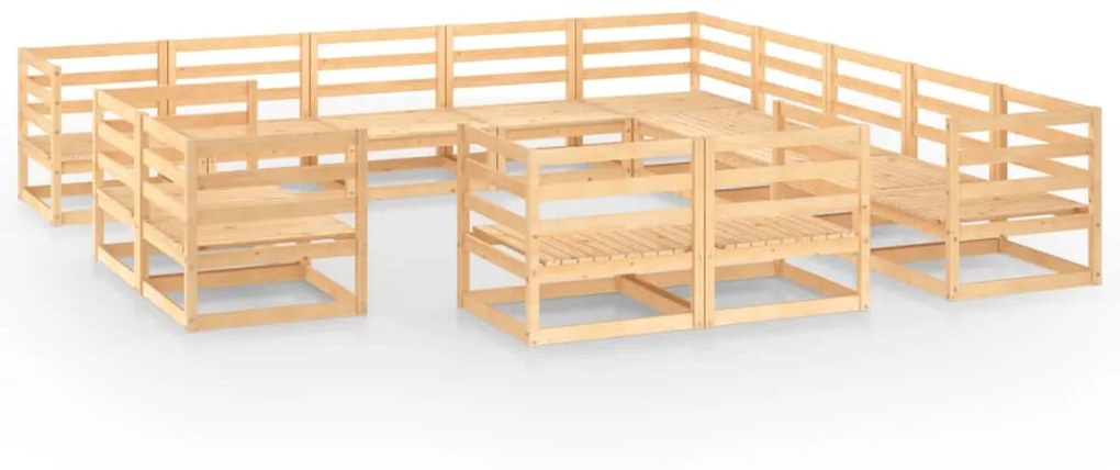 Set Divani da Giardino 13 pz in Legno Massello di Pino