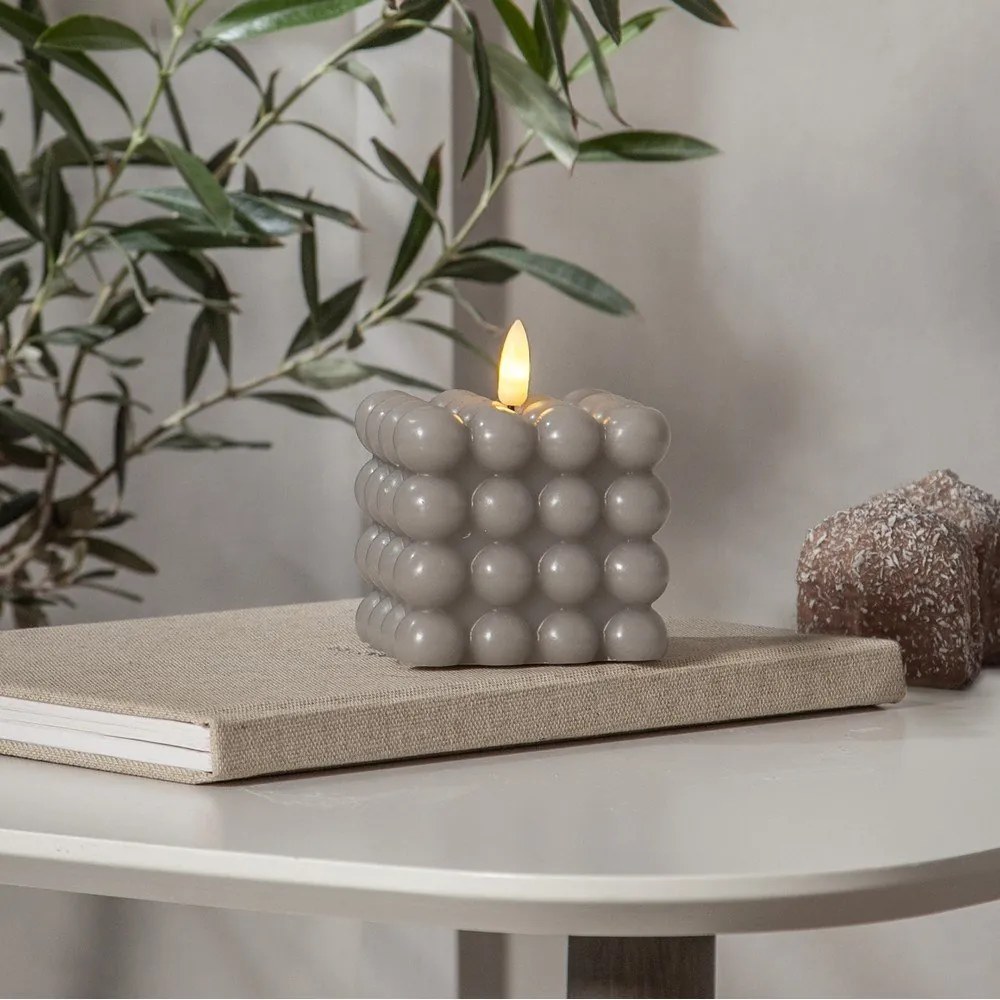 Candela LED in cera grigia, altezza 9,5 cm Flamme Dot - Star Trading