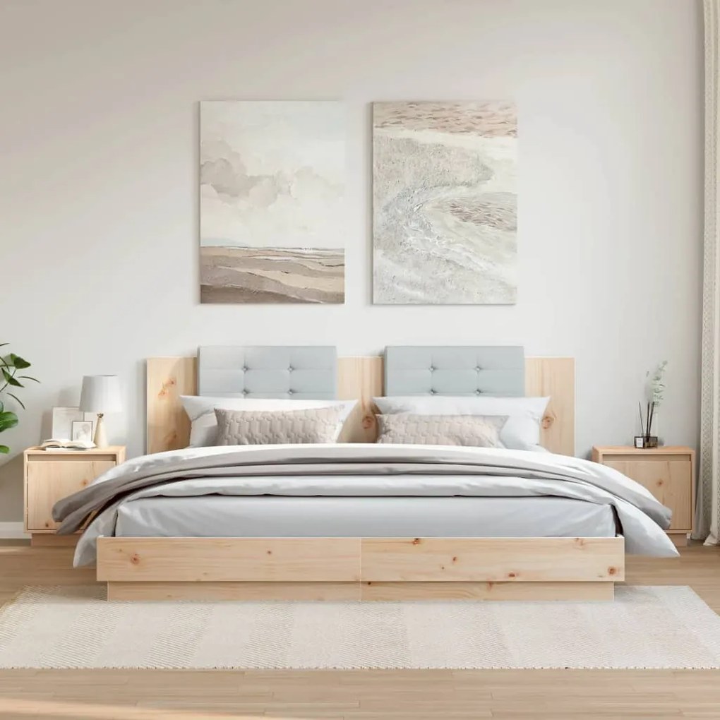 Comodini 2 Pz 40x30x40 Cm İn Legno Massello Di Pino /