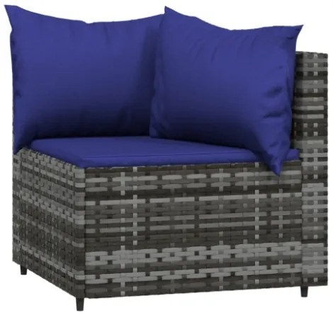 Set Divani da Giardino 4 pz con Cuscini in Polyrattan Grigio