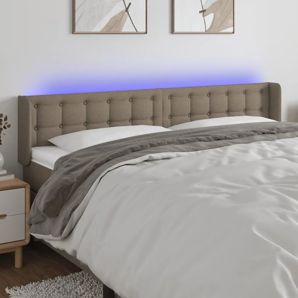 Testiera A Led Tortora 183x16x78/88 Cm İn Tessuto /