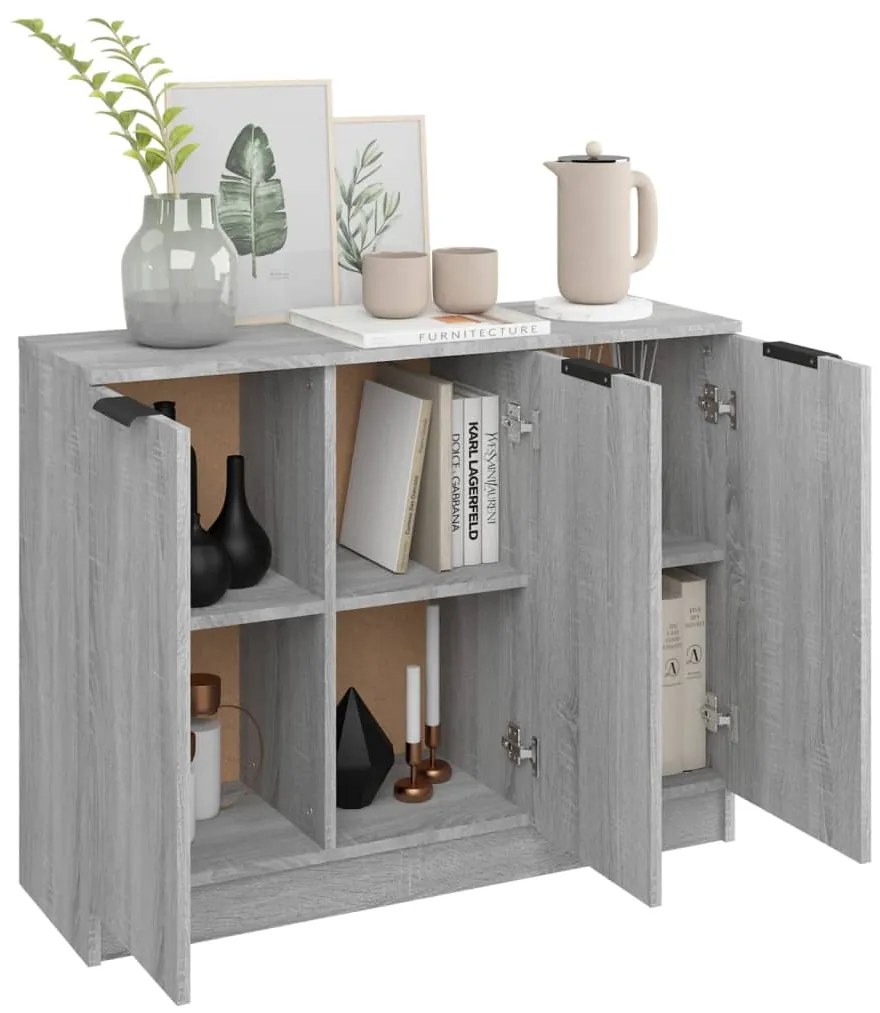 Credenza grigio sonoma 90,5x30x70 cm in legno multistrato