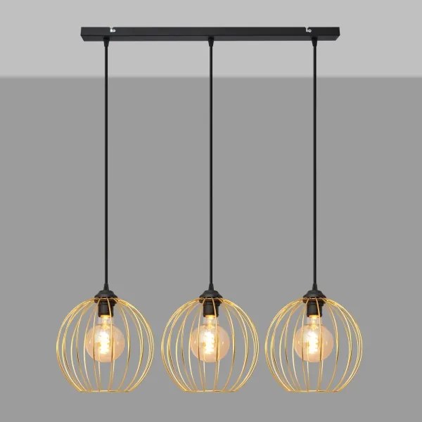 Lampadario a sospensione con filo MERCURE 3xE27/15W/230V oro/nero