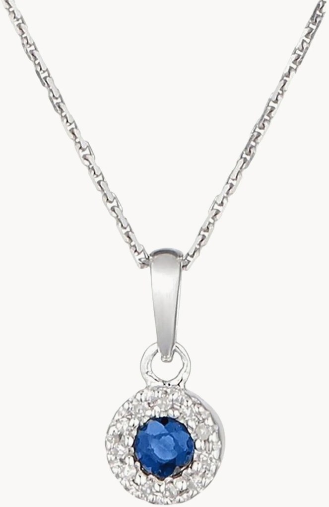 Collana in argento con zaffiri e diamanti Précieux Saphir, 0,16 carati