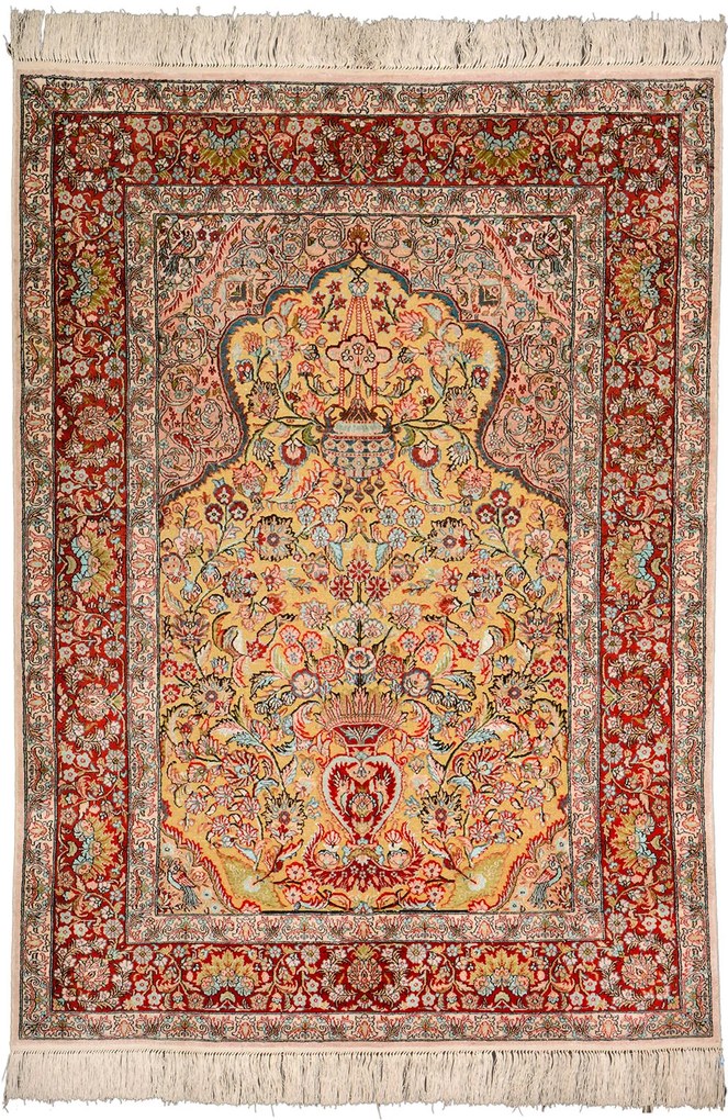 Hereke Tappeto 100x140 Beige (Cina) Annodato A Mano