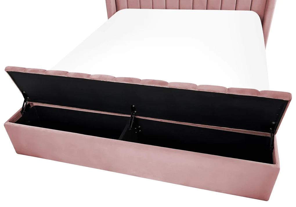 Letto con rete a doghe velluto rosa 140 x 200 cm NOYERS Beliani