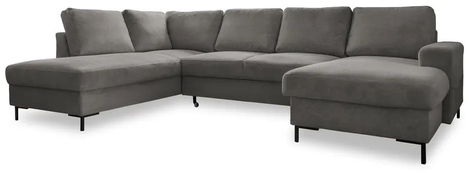 Divano letto in velluto a coste grigio (angolo sinistro) Lofty Lilly - Miuform