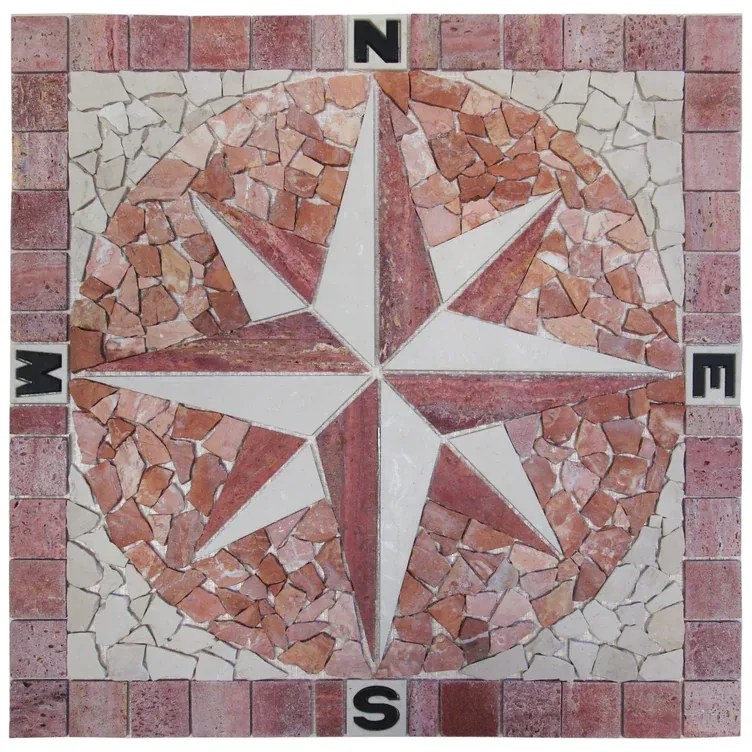 Rosone in pietra Rosa dei Venti Rosso multicolore opaco L 60 x L 60cm x Sp. 7 mm