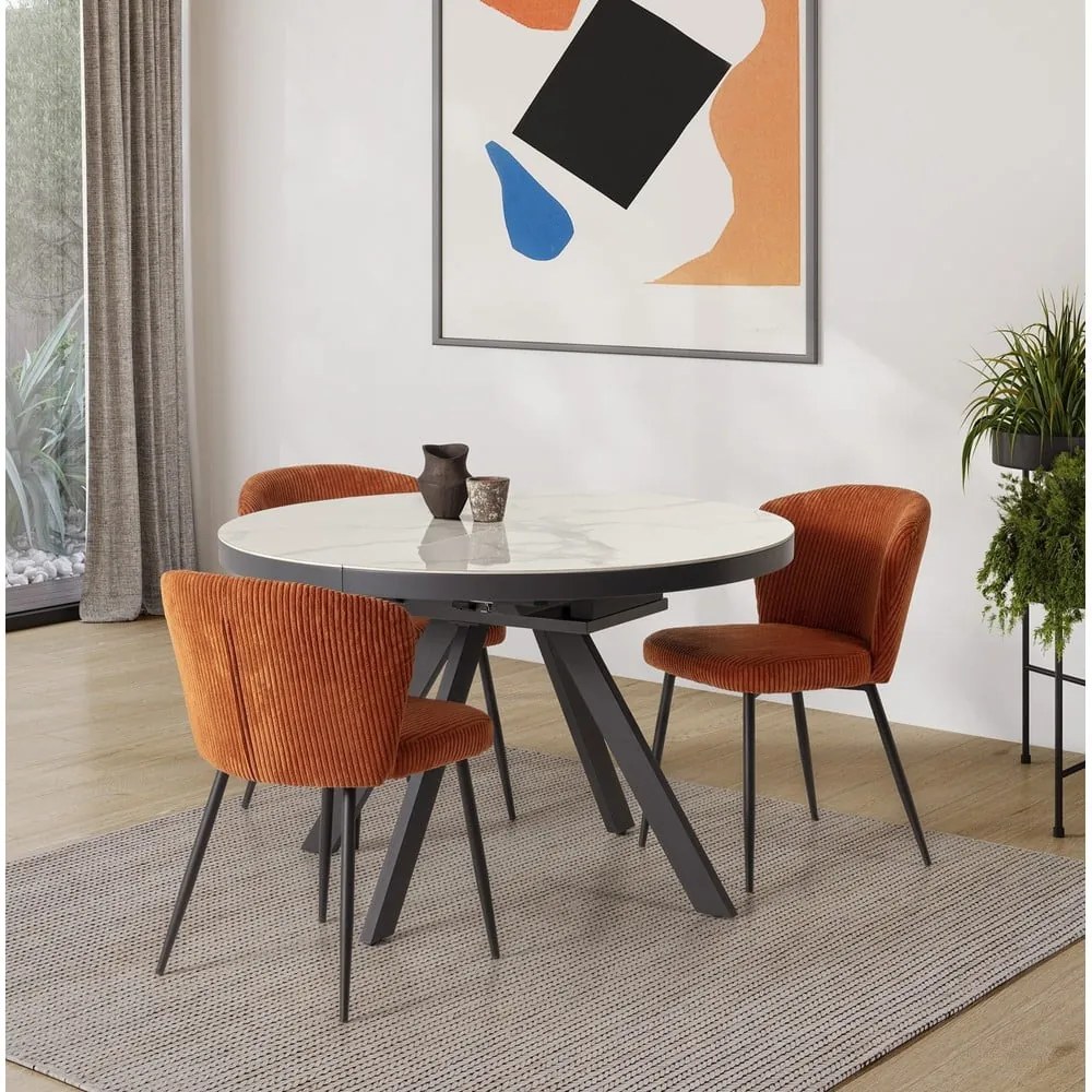 Tavolo da pranzo rotondo allungabile con piano aggiuntivo in ceramica ø 120 cm Bela - Marckeric