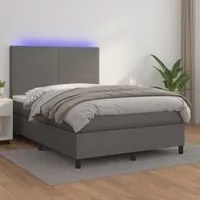 Giroletto Molle con Materasso e LED Grigio 140x200cm Similpellecod mxl 122990