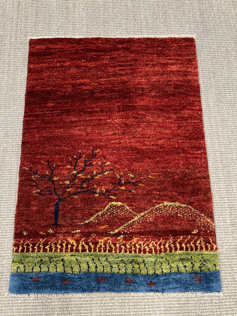 Gabbeh Tappeto 60x80 Rosso (Iran) Annodato A Mano