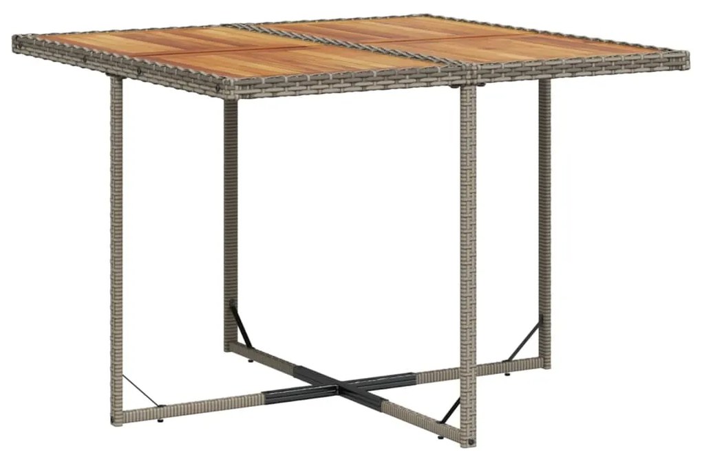 Set da pranzo da giardino 9 pz con cuscini in polyrattan grigio