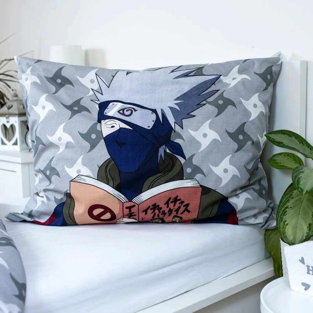 Set copripiumino e federa da bambini in cotone per letto singolo 140x200 cm Naruto "Grey" – Jerry Fabrics