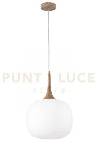 Lampadario a sospensione jaipur bianca e finto legno e vetro 1 luce...