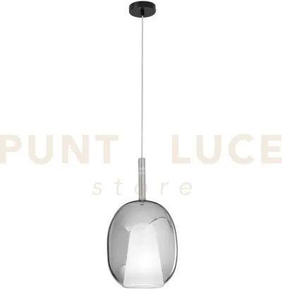 Lampadario a sospensione pirex grigia in vetro 1 luce attacco e27 b...