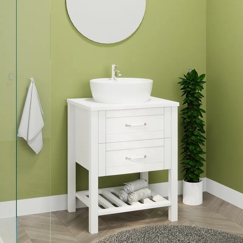 Kamalu - Mobile bagno a terra 60 cm stile classico bianco opaco | LAC-THALASSA-60