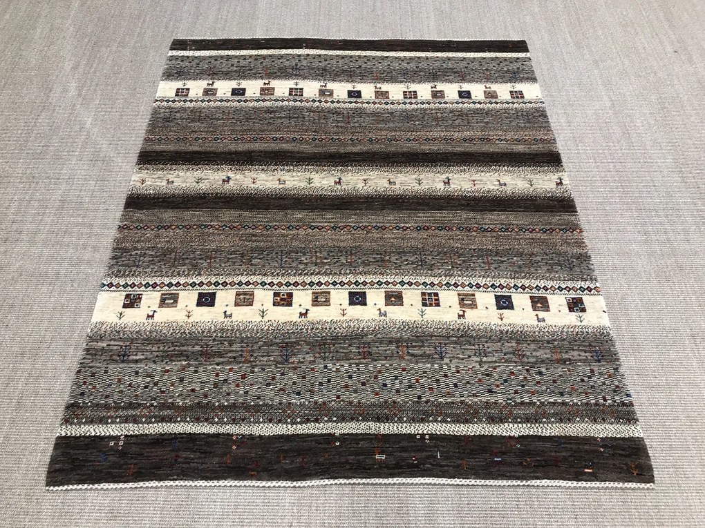 Loribaft Tappeto 150 x 180 Grigio (Iran) Annodato A Mano