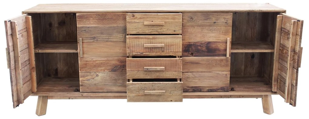 PEZ - madia con 4 ante e 4 cassetti in legno di pino riciclato