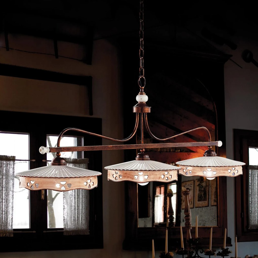 Ferroluce Classic- Alessandria - 3-light barbell lamp - C 544 BL