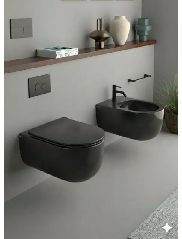 Bidet sospeso Best L36 x H27 x P53 cm nero opaco Olympia Ceramica, con fissaggi inclusi