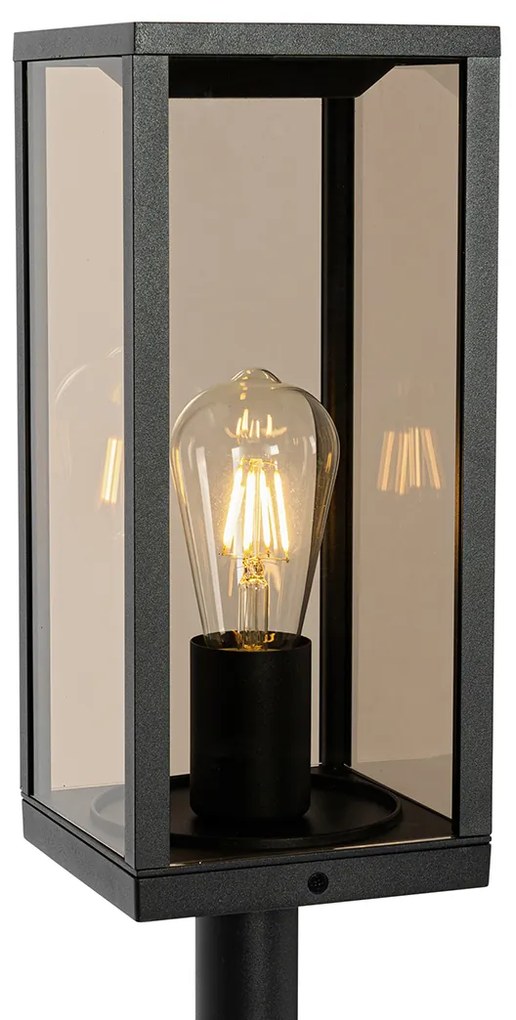 Lampada da terra per esterni nera con vetro fumé 100 cm IP44 - Charlois