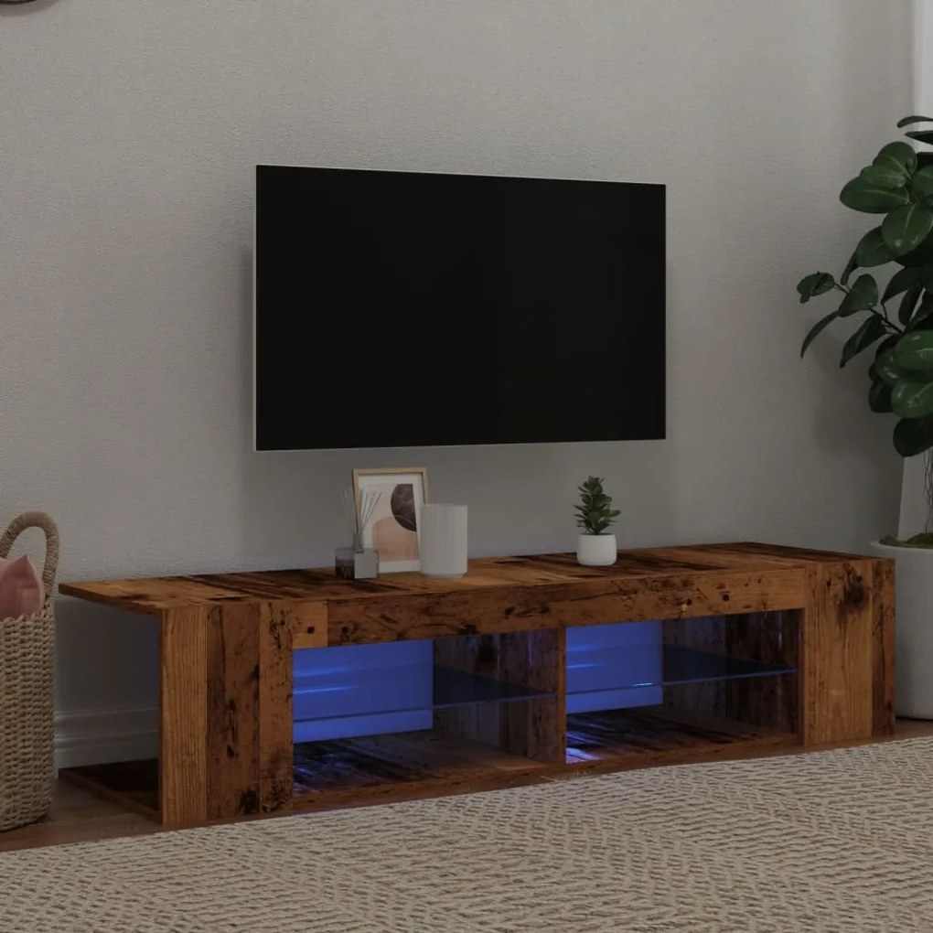 Mobile Porta Tv Con Led Legno Antico 135x39x30 Cm Truciolato /