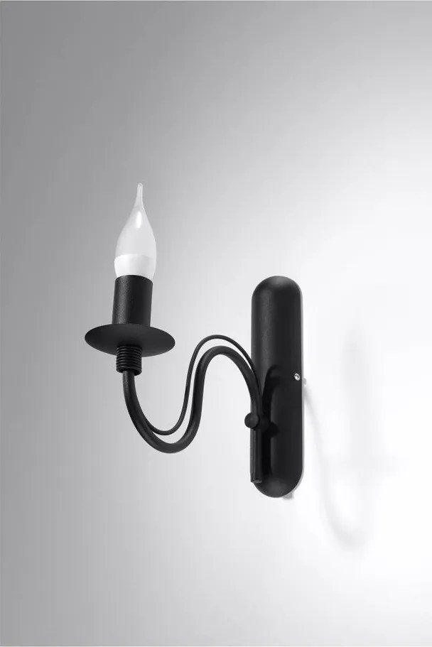 Lampada da parete nera in metallo Fiorano – Sollux