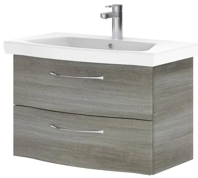 Mobile da bagno sospeso sotto lavabo L 75 x H 49 x P 42.7 cm grigio grafite, 2 cassetti PELIPAL Solitaire