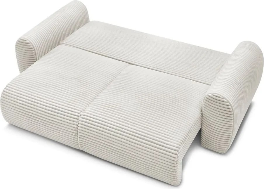 Divano color crema allungabile con rivestimento in velluto a coste 257 cm Lucien – Bobochic Paris