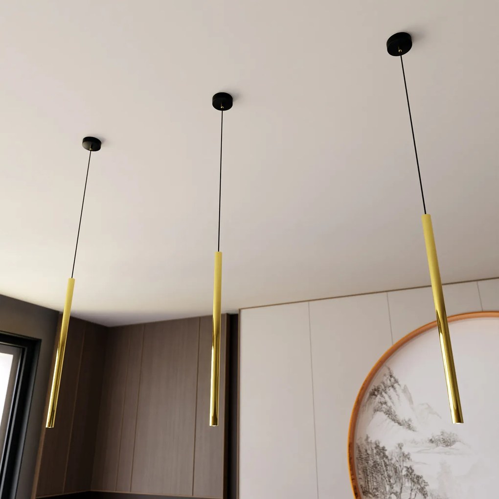 Sospensione Contemporanea In Acciaio 1 Luce Shu Nero E Oro
