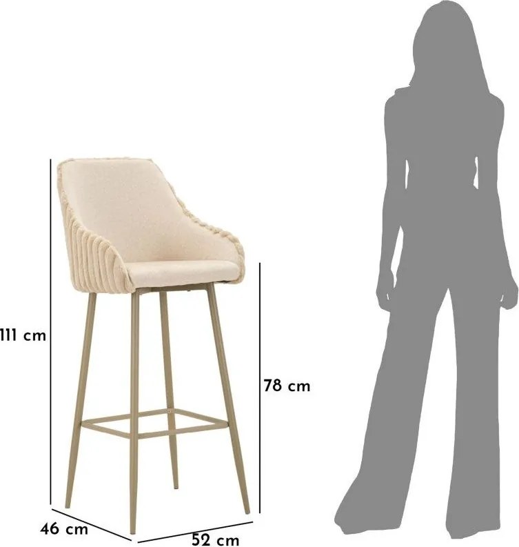 Set di sbagelli da bar color crema in imbottito con braccioli 2 pz (altezza della seduta 78 cm) Alaska – Mauro Ferretti