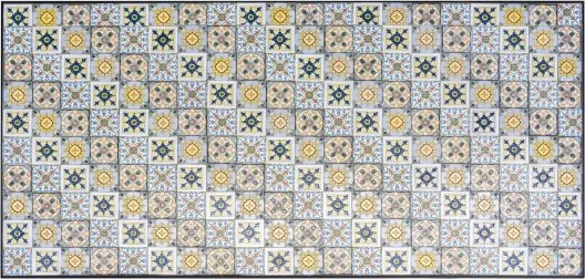 Tavolo Da Esterno 90x160 Cm Con Top In Maioliche E Struttura In Ferro Amalfi