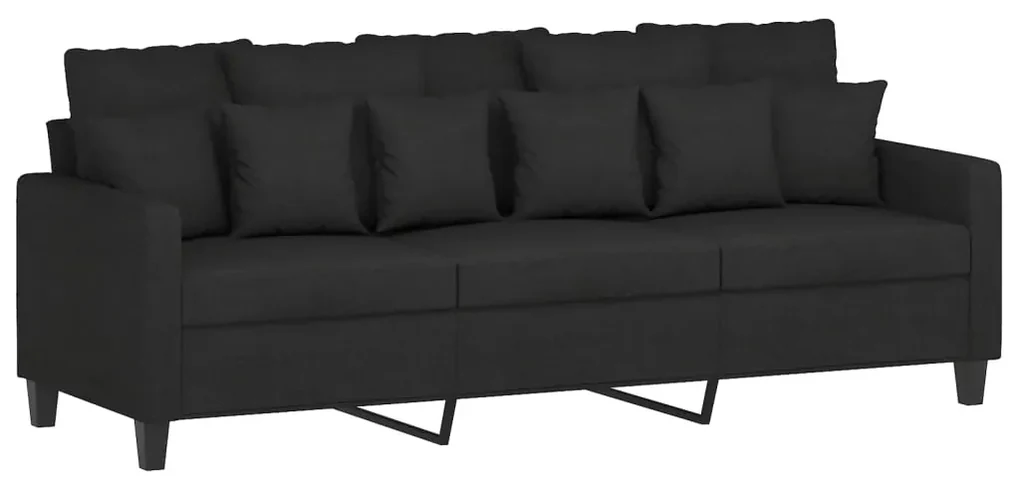 Divano a 3 posti nero 180 cm in tessuto