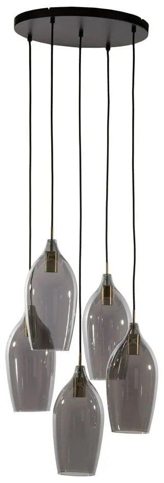 Lampadario con paralume in vetro grigio scuro-bronzo ø 45 cm Lukaro - Light &amp; Living