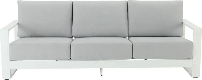 Divano da giardino con cuscino grigio e braccioli Athena NATERIAL da 3 posti, struttura in alluminio seduta in alluminio bianco, L 245 x H 91 x P 88 cm