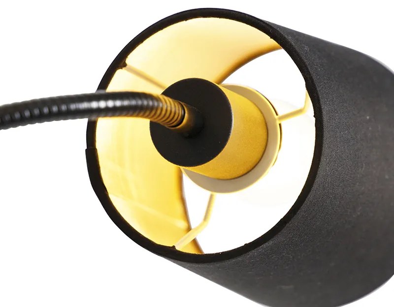 Lampada da terra classica nera con oro e luce di lettura - Retro