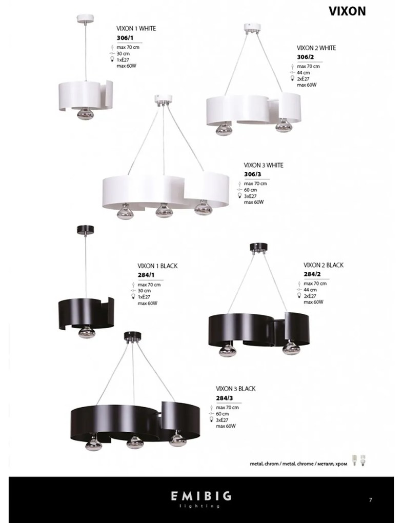 Sospensione Moderna 1 Luce Houyi In Acciao Nero E Cromo