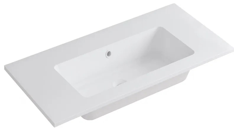 Lavabo a incasso rettangolare L 90.5 x H 14 x P 46 cm in resina bianco lucido