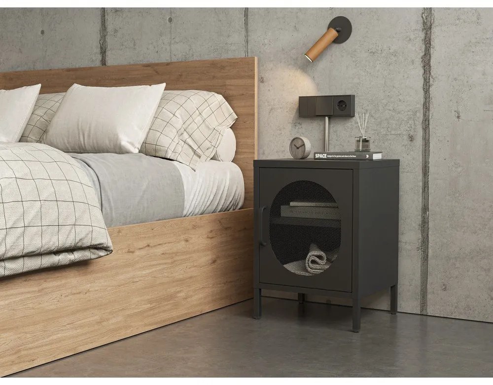 Comodino in metallo nero Diora - Marckeric