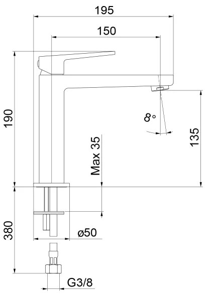 Sapho - Rubinetto per lavabo TURSI 19 cm cromo lucido