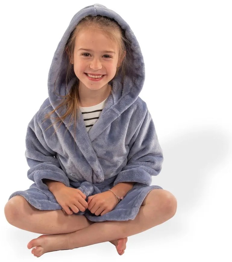 Accappatoio per bambini blu in micropile 134-140 Delux – Tiseco Home Studio