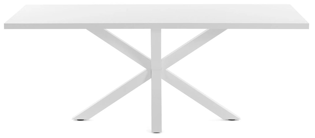 Kave Home - Tavolo Argo di melammina con finitura bianca e gambe in acciaio con finitura bianca 160 x